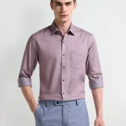 Arrow Purple Cotton Slim Fit Self Pattern Shirt-picture-12