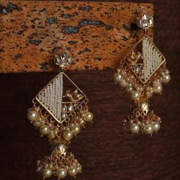 Sohi Gold Plated Designer Geometric Jhumki Earrings-46