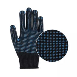 SSWW Cotton Knitted Dotted Safety Hand Gloves 50 g Blue on Blue Free Size (Pack of 25 Pair)-75