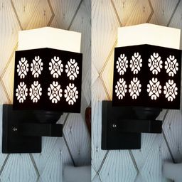 Gojeeva Brown Wood Square Wall Lamps-picture-0