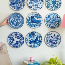 RITUALISTIC Blue Iron Printed Holland Wall Plates - Set of 9-image-12