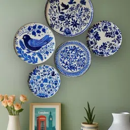RITUALISTIC Blue Iron Printed Holland Wall Plates & Paintings - Set of 5-image-26