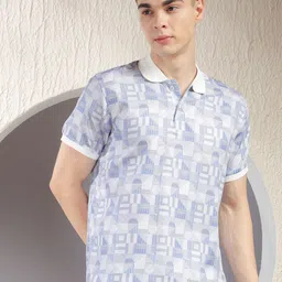 COBB Men Abstract Printed Polo Collar Cotton T-shirt-picture-27