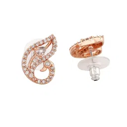 Estele Rose Gold-Plated CZ Opulent Peacock Design Stud Earrings image 5