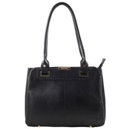 Metro Black Solid Medium Handbag-image-22