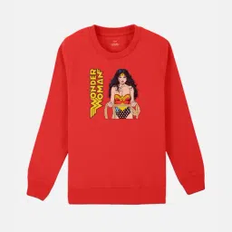 Wonder Woman Printed Sweatshirt For Kids Girls-image-63