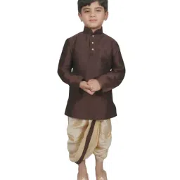 SG Yuvraj Kids Brown & Beige Solid Kurta with Dhotis-image-27
