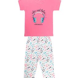 Todd N Teen Kids Printed Pink & White T-Shirt with Pyjamas-image-37