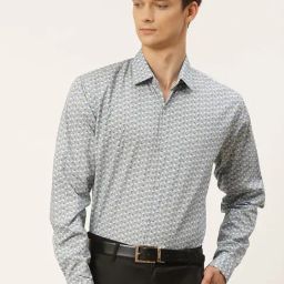 Sojanya Grey Cotton Regular Fit Printed Shirt-picture-44