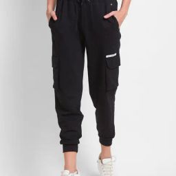 Spykar Black Cotton Mid Rise Track Pants-image-87