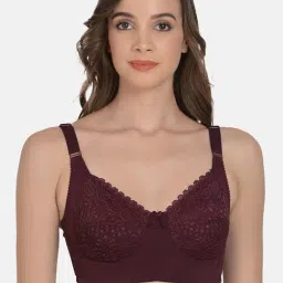 mod & shy Maroon Lace Work Minimizer Bra-picture-44