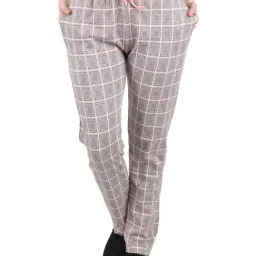 Monte Carlo Pink & Grey Checks Mid Rise Trousers-image-56