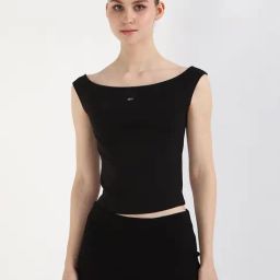 TOMMY HILFIGER Black Cotton Solid Sleeveless Top-29