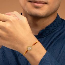 Kisna Diamond & Gold Jewellery 18K Yellow Gold Om Rakhi Bracelet cum Pendant-image-75