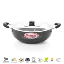 Sumeet Granite Finish NonStick Black Hard Anodised Round Shape Grill Pan 1.9L-image-38