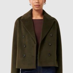 Forever New Dark Khaki Blended Slim fit Coat-image-60