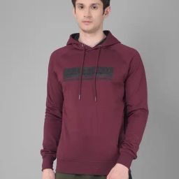 Force NXT Maroon Cotton Regular fit Solid Hooded Sweatshirt-65