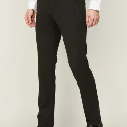 Code by Lifestyle Dark Green Regular Fit Flat Front Trousers image 3