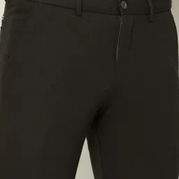 Code by Lifestyle Dark Green Regular Fit Flat Front Trousers image 4