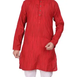 Pro-Ethic Style Developer Kids Red & White Solid Full Sleeves Kurta with Pyjamas image 5
