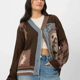 The Souled Store Brown Printed Sweater-44