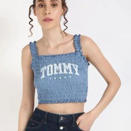 TOMMY HILFIGER Blue Cotton Print Sleeveless Top-image-27