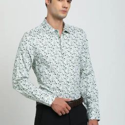 Turtle Grey Cotton Tencel Slim Fit Printed Formal Shirt-picture-12