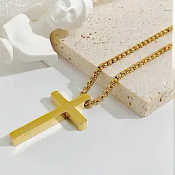 Peora Stainless Steel Christian Cross Stylish Pendant with Chain-image-59