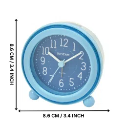 RHYTHM Blue Plastic Round Beep Alarm Sound with LED Flash Light Table Clock image 5