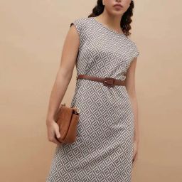 Code by Lifestyle Beige Self Pattern Shift Dress-image-11