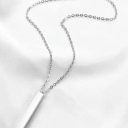 Peora Silver Plated 3D Vertical Bar/Stick Locket Pendant with Chain-image-93