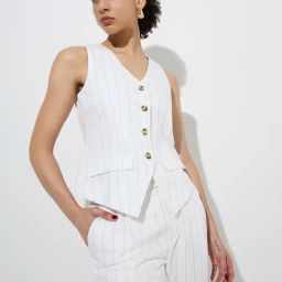 Wardrobe by Westside Off-White Striped Waistcoat-image-88