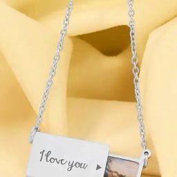 Peora Silver Plated I Love You Secret Photo Locket Pendant with Chain-image-25