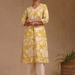 Soch Yellow Cotton Floral Kurta-image-77