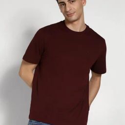 American Eagle Burgundy Cotton Regular Fit T-Shirt-image-78