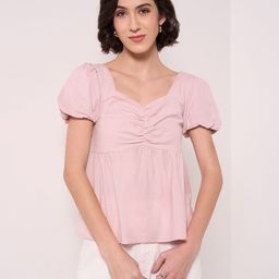 Honey by Pantaloons Sweetheart Neck Puff Sleeve Cotton Empire Top-41