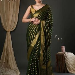 Saree Mall Green Georgette Self Saree with Blouse Piece-picture-22