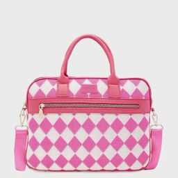 Caprese Pink & White Polyester Small Laptop Messenger Bag-32