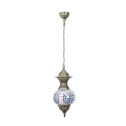 Fos Lighting Turkish Multicoloured Mosaic Glass and Brass Pendant Light - Acarving-CapitalTukri-HL1-24