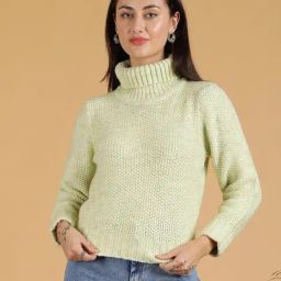 Kotty Green Solid Full Sleeves Sweater-image-112