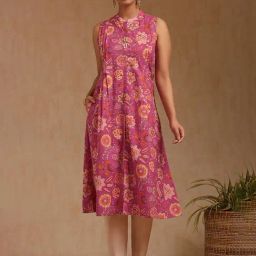 Soch Pink Cotton Floral Kurta With Unstitched Sleeves-picture-22