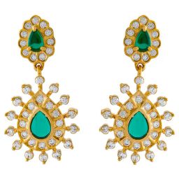 Kushal's Fashion Jewellery Green Gold Polished Zircon Earrings for Women-picture-12