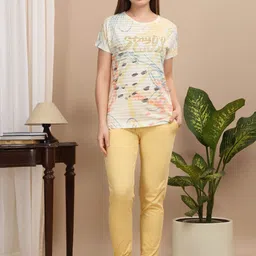 Sweet Dreams Women Printed T-shirt & Pyjamas Night suit-image-65