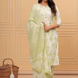 SHALIG Women Floral Printed Kurta with Trousers & Dupatta-image-14