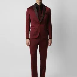 Van Heusen Maroon Skinny Fit Three Piece Suit-image-42