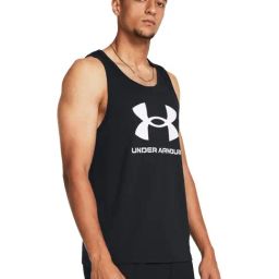 Under Armour Black Cotton Regular Fit Logo Printed Tank Tee-picture-41