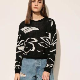 Only Black & White Regular Fit Printed Sweater-picture-36