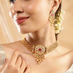 Rubans Gold-Tone Plated Red Set for Women-picture-39