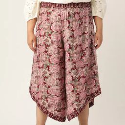 theRebelinme Maroon Floral Print Relaxed Fit High Rise Plus Size Culottes-40