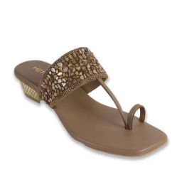 Metro Women Antique Gold Toe Ring Sandals-picture-0